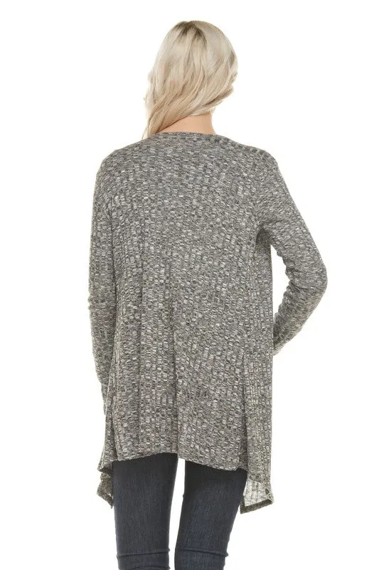Lightweight Rib Knit Open Cardigan