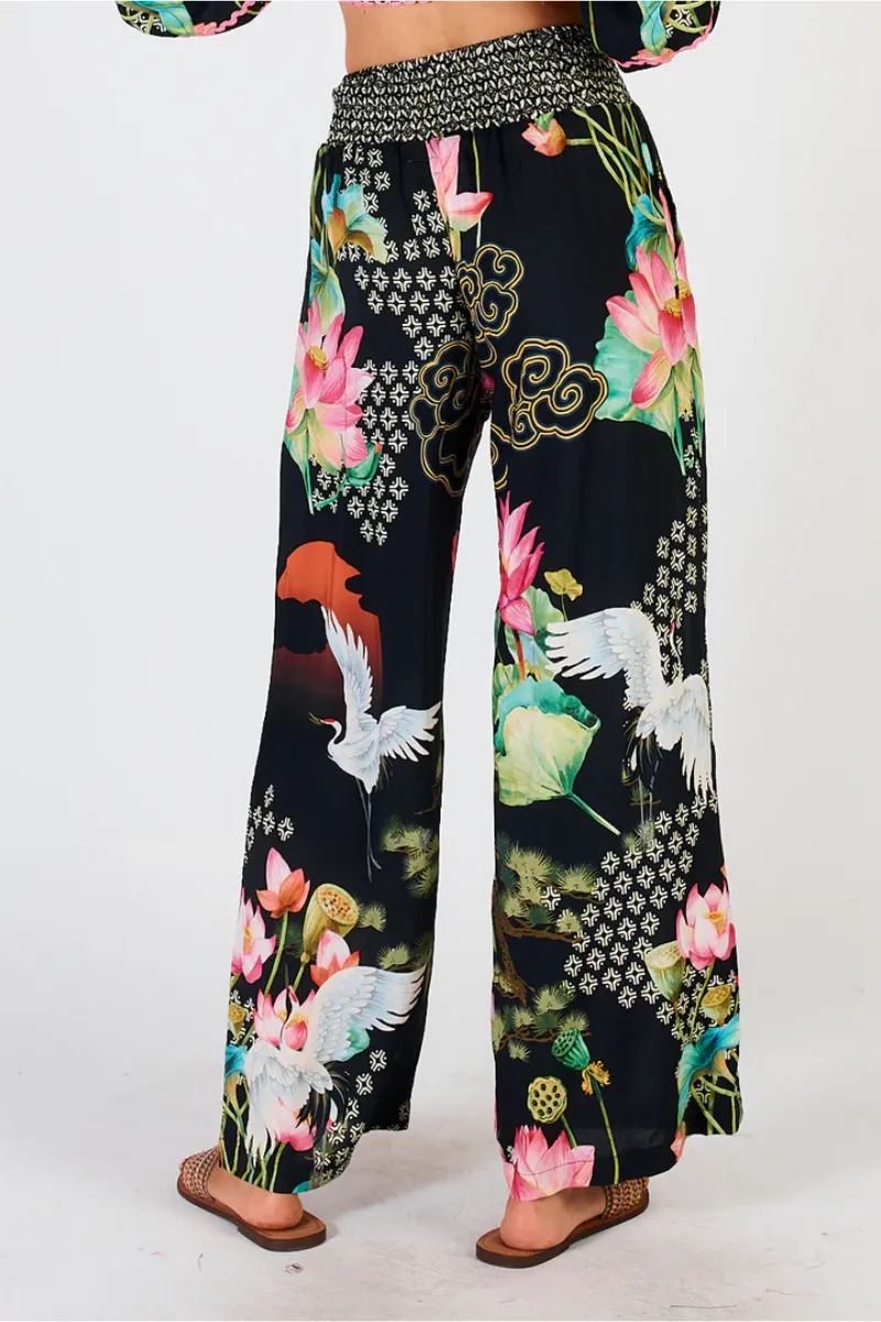 Lula Soul Yoshiko Black Iris Pant Print