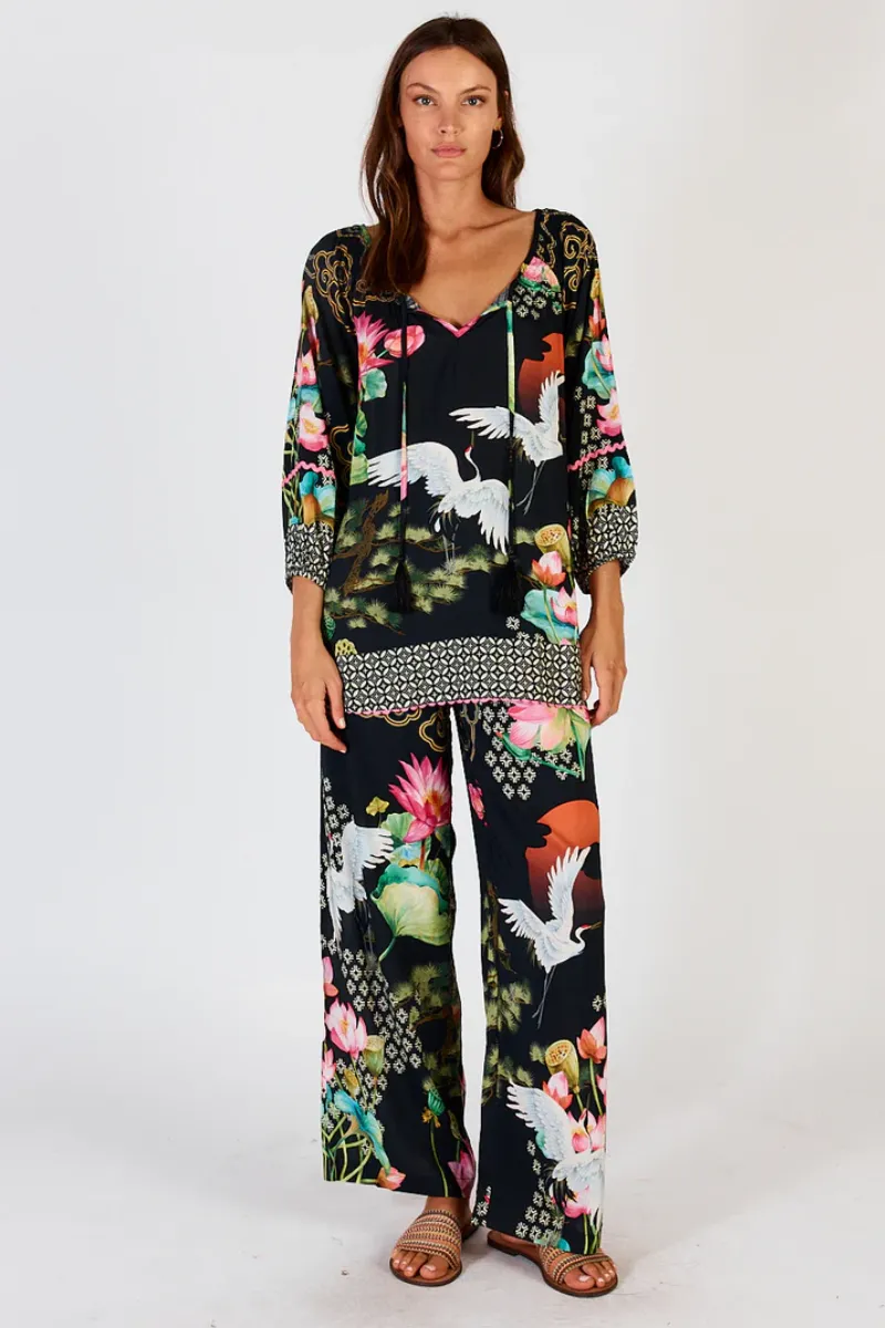 Lula Soul Yoshiko Black Iris Pant Print
