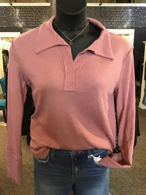 Mauve Thermal Henley - Small to XL