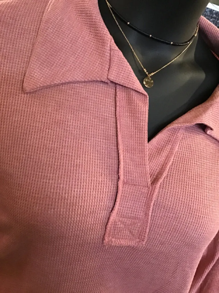 Mauve Thermal Henley - Small to XL