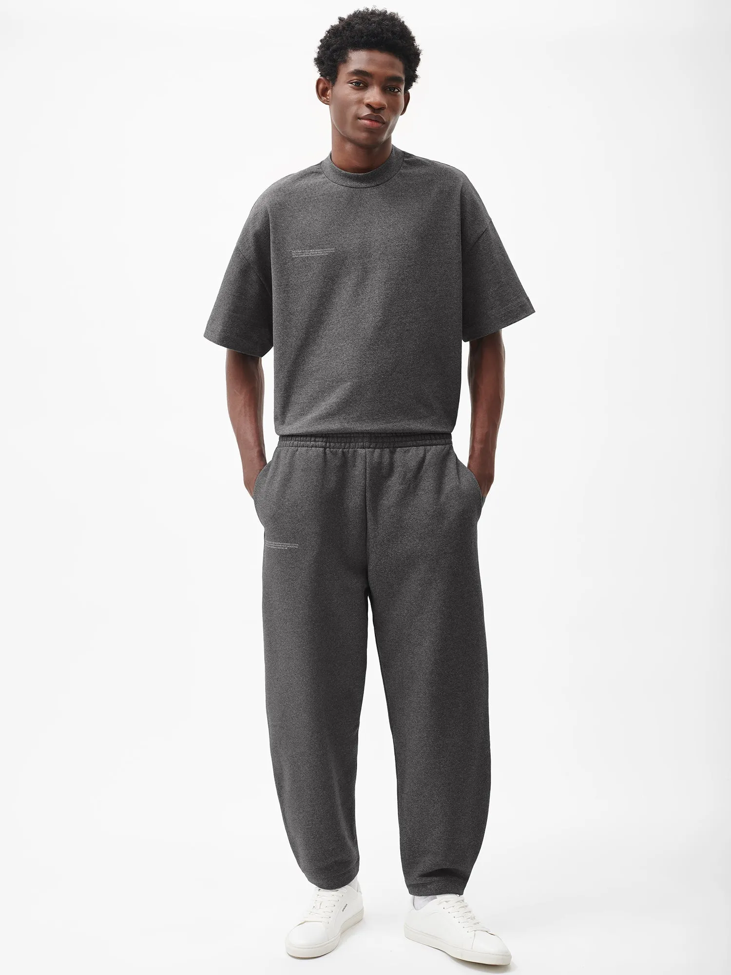 Mens Reclaimed Cotton Barrel-Leg Track Pants—reclaim charcoal
