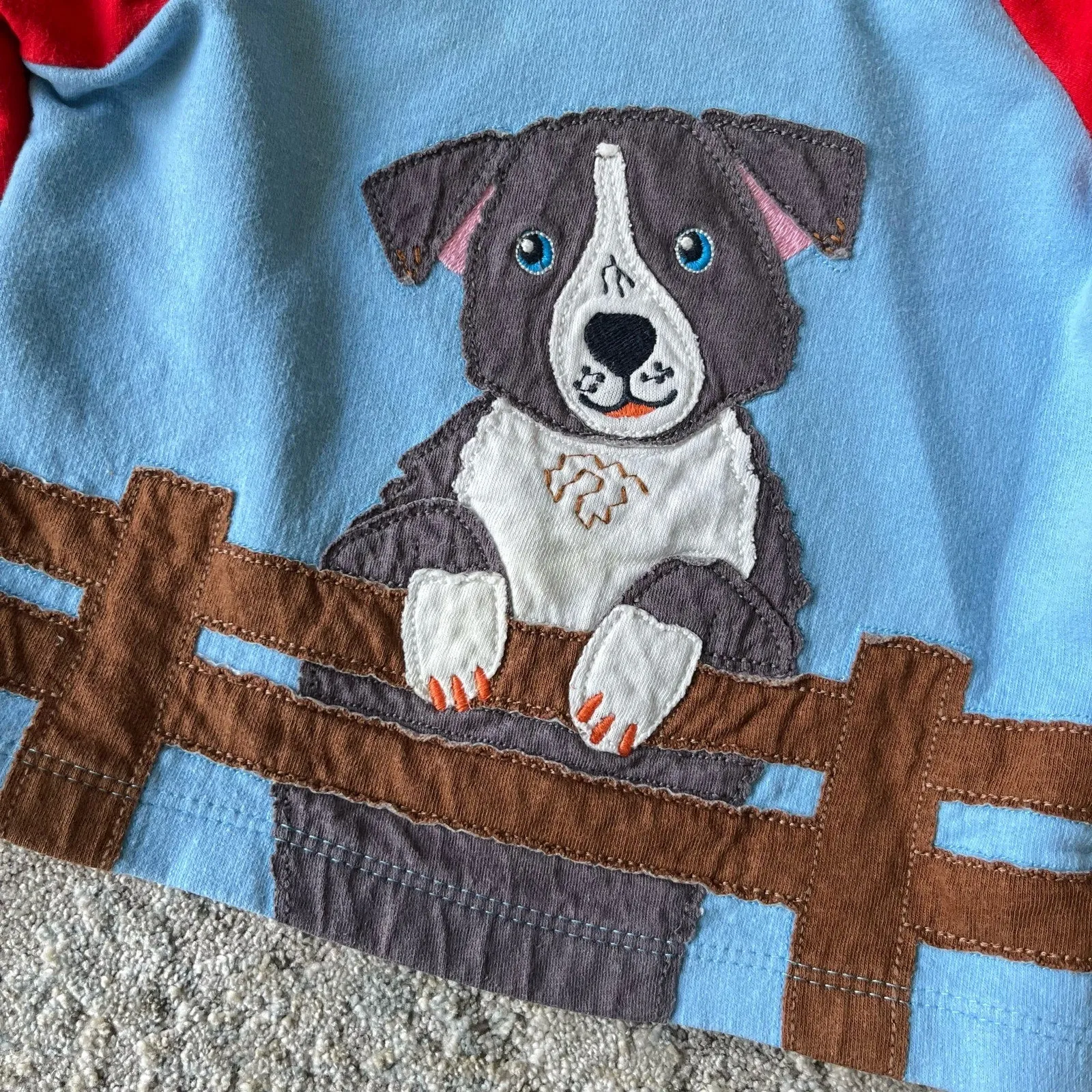 Mini Boden Appliqué Jersey Play Set Ivory/Fire Red Dog 6-9 Months