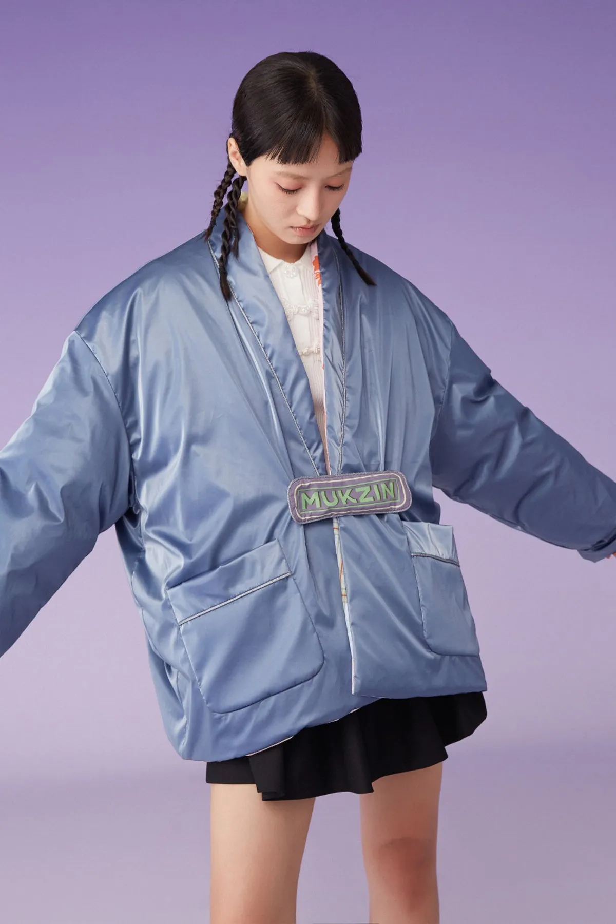Mukzin | Floral Patchwork Double Side Down Coat