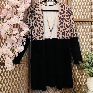Open Cardigan With Leopard Print