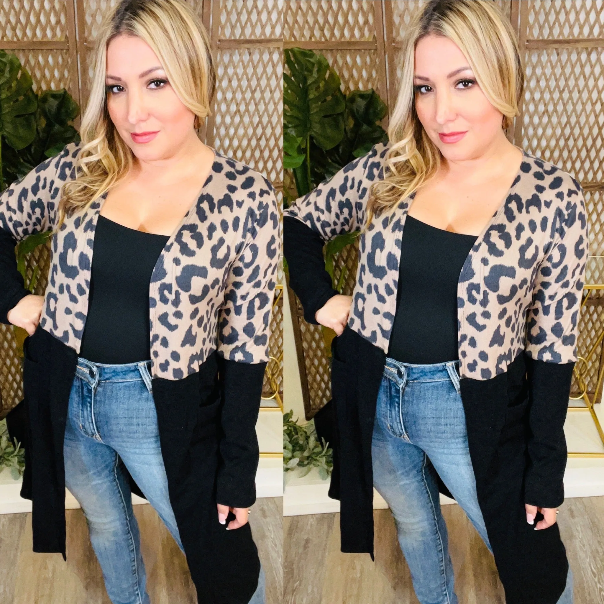 Open Cardigan With Leopard Print