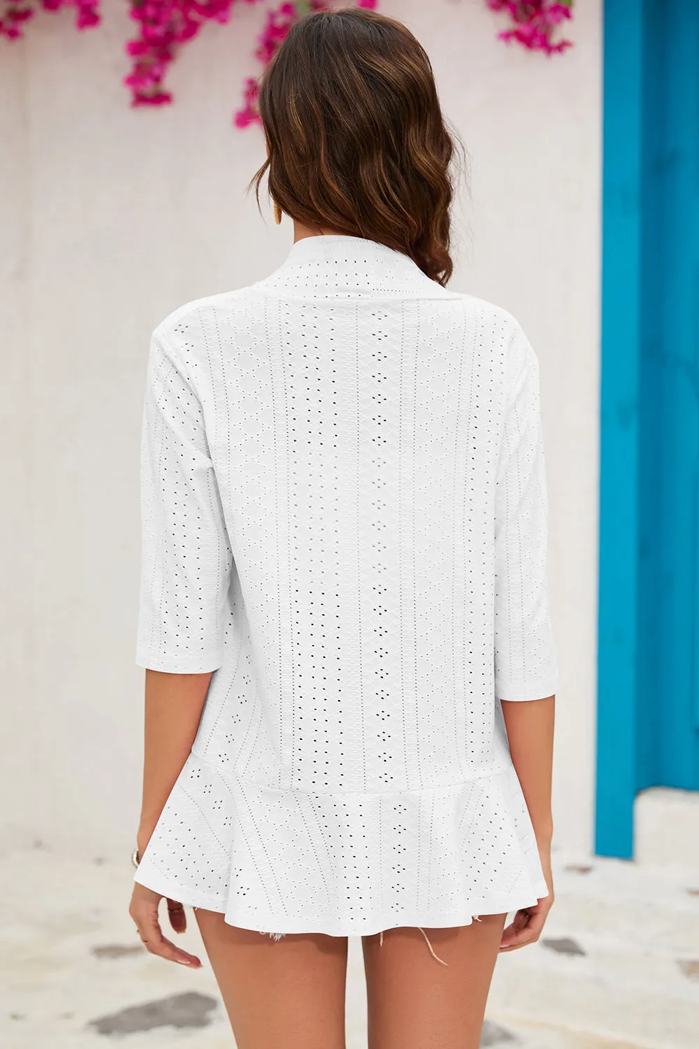 Open Front Fashion Sweater New Women's Fashion Eyelet Open Front Cardigan KESLEY