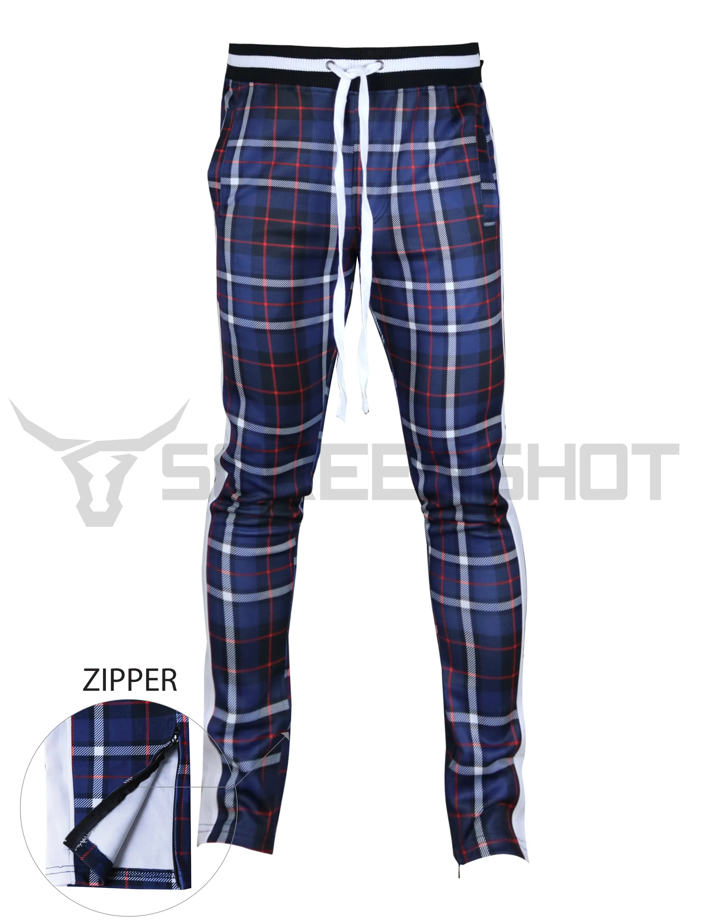 P41902-PATTERN PRINTED TRACK PANTS-NAVY