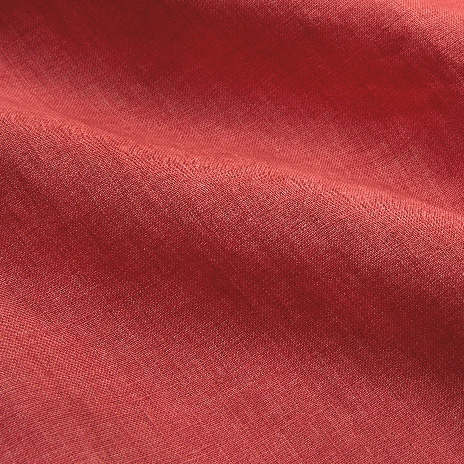 Plain Red Linen Weekend Fit Shirt with Stand Collar