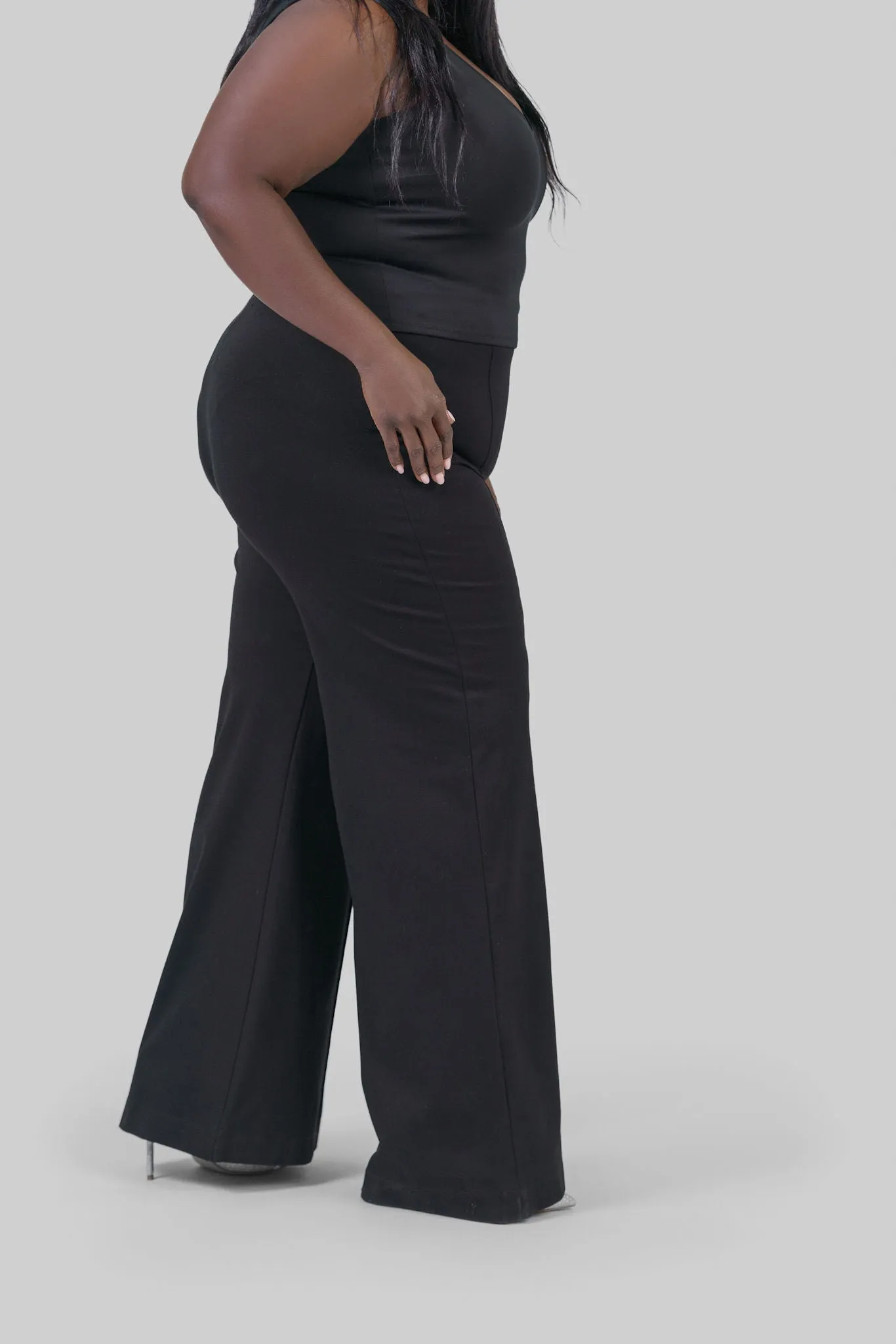 PONTE KNIT WIDE LEG PANT