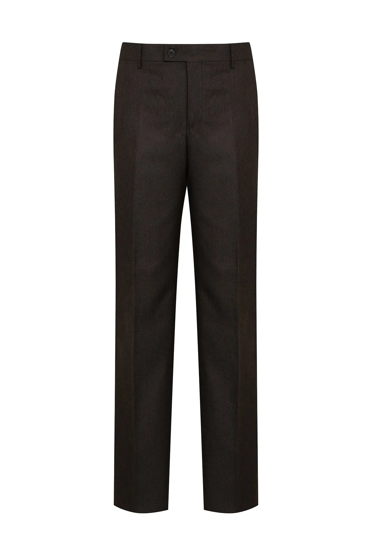 Regular Fit Side Pocket High Waist Unpleated Navy Dress Pants, Brown