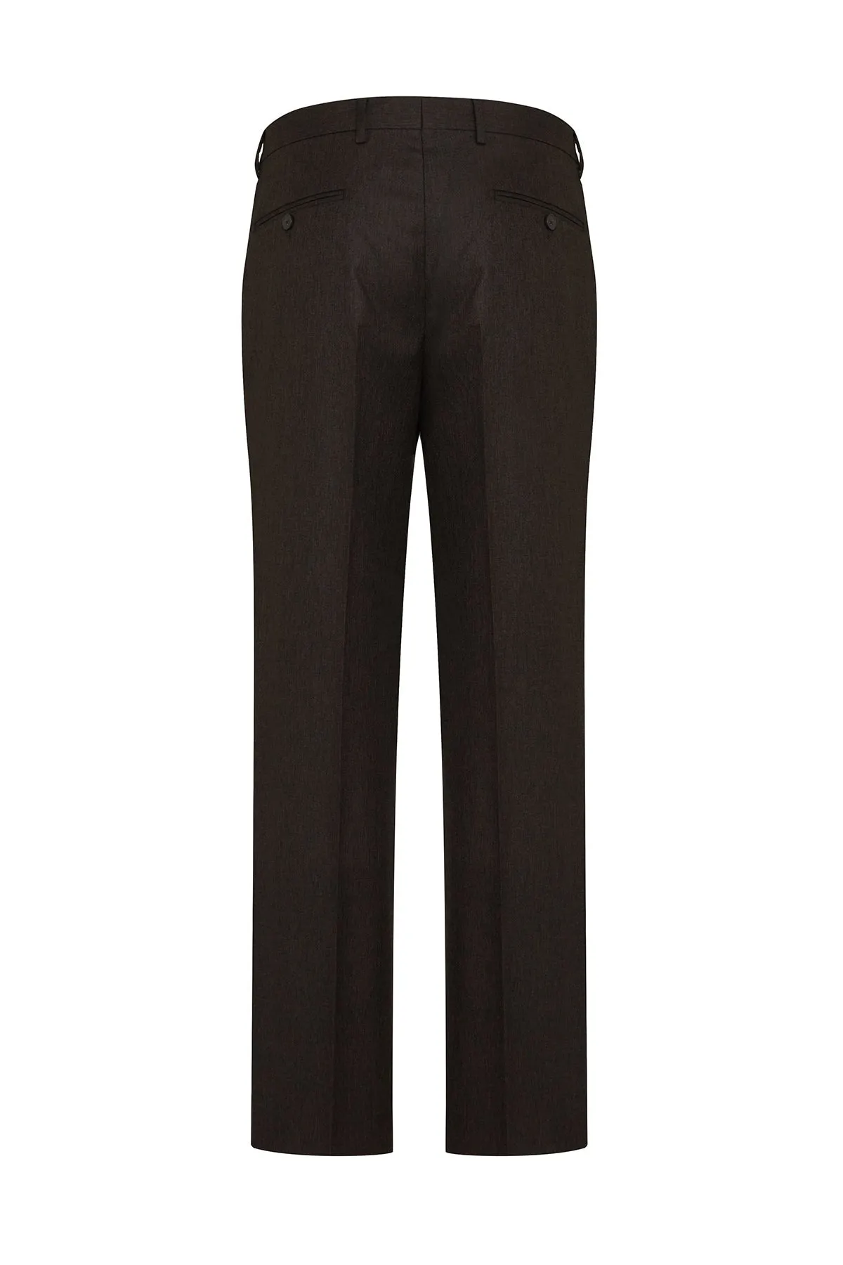 Regular Fit Side Pocket High Waist Unpleated Navy Dress Pants, Brown