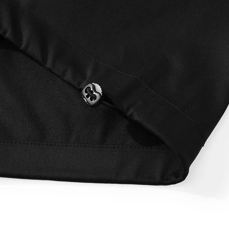 Safari Style Black Plain Pocket Shorts