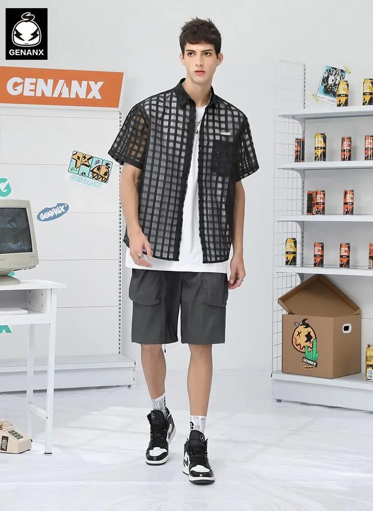 Safari Style Black Plain Pocket Shorts