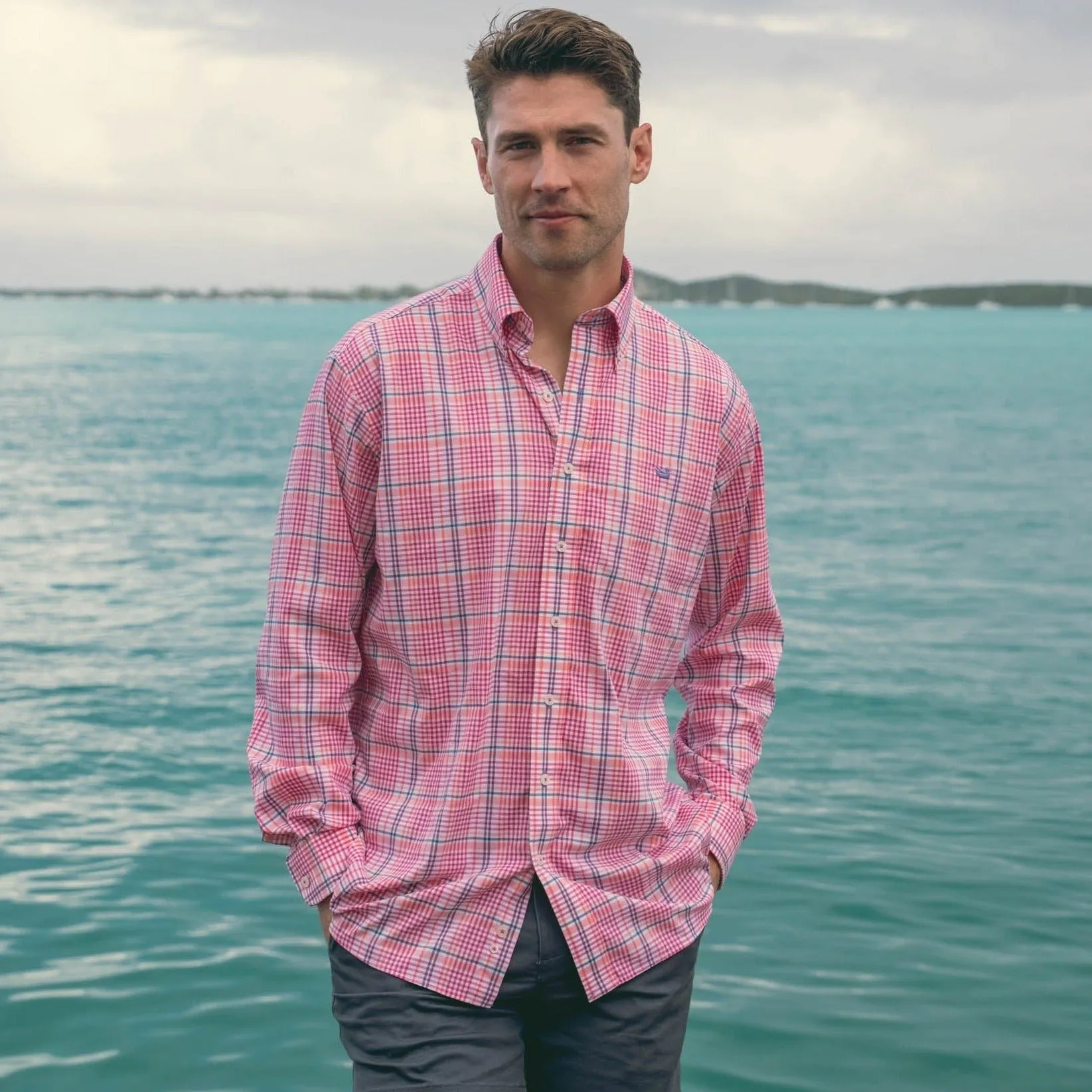 Shores Windowpane Performance Dress Shirt