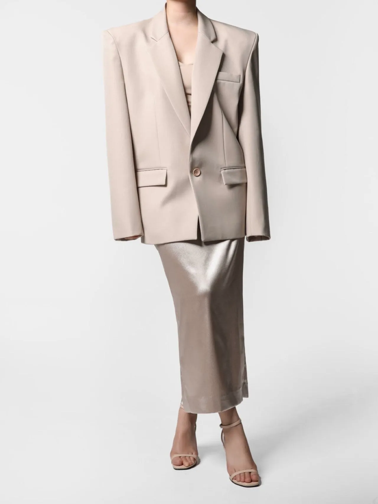 SILKY VEGAN LEATHER PENCIL SKIRT