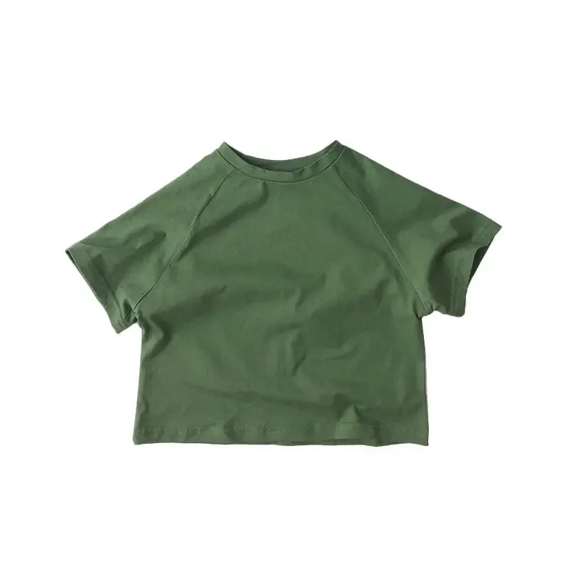 Summer Kids T-shirts Girl Clothes Short Sleeve Solid Color Tee 1-7 Years Old for Toddler Boys Boys Sports T-shirt Cotton Unisex