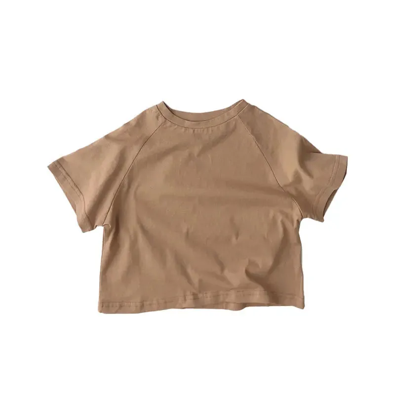 Summer Kids T-shirts Girl Clothes Short Sleeve Solid Color Tee 1-7 Years Old for Toddler Boys Boys Sports T-shirt Cotton Unisex
