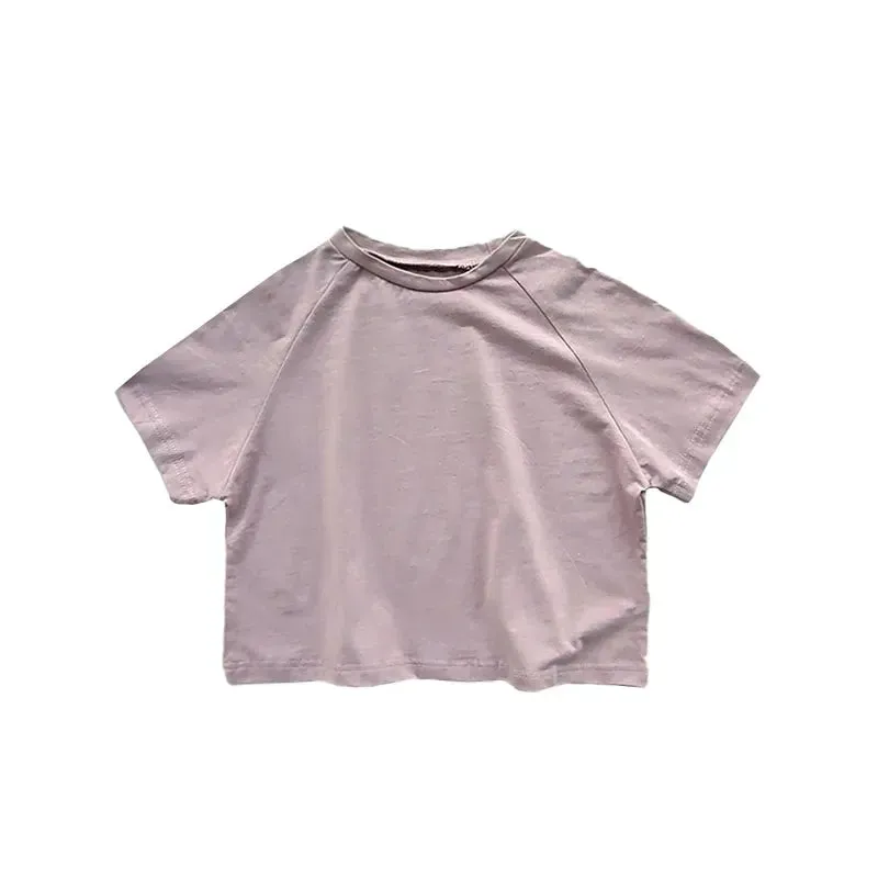 Summer Kids T-shirts Girl Clothes Short Sleeve Solid Color Tee 1-7 Years Old for Toddler Boys Boys Sports T-shirt Cotton Unisex