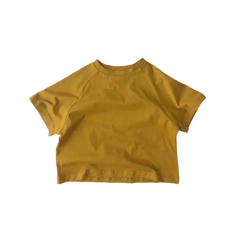 Summer Kids T-shirts Girl Clothes Short Sleeve Solid Color Tee 1-7 Years Old for Toddler Boys Boys Sports T-shirt Cotton Unisex