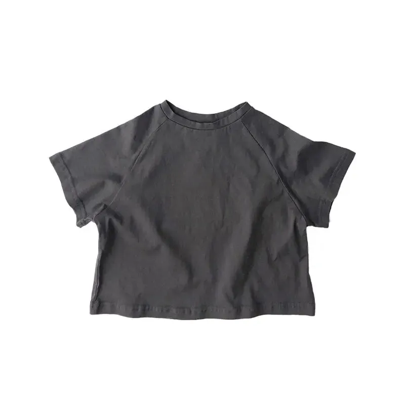 Summer Kids T-shirts Girl Clothes Short Sleeve Solid Color Tee 1-7 Years Old for Toddler Boys Boys Sports T-shirt Cotton Unisex
