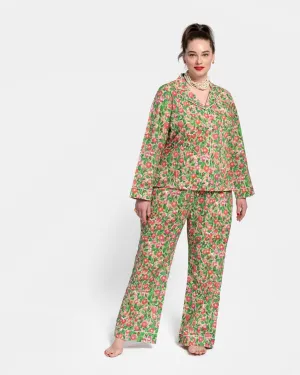 Teddy Pajama Top Primrose Pink Green | Pink Green