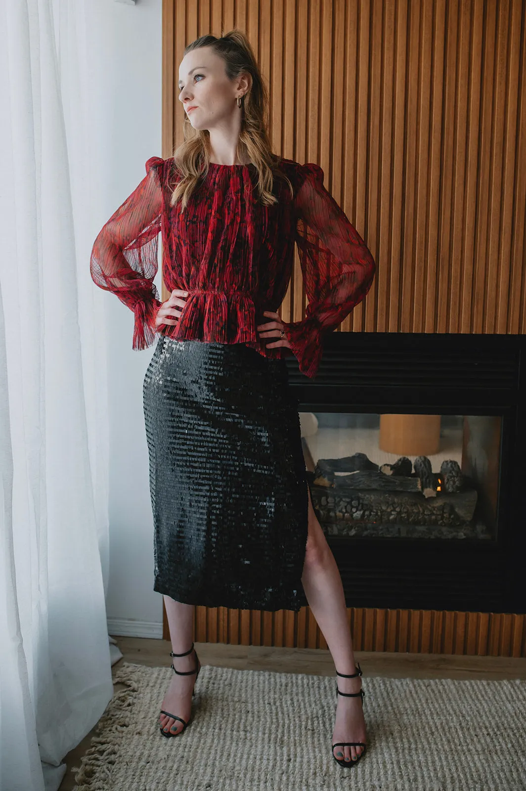 The Dinah Liquid Sequin Midi Skirt