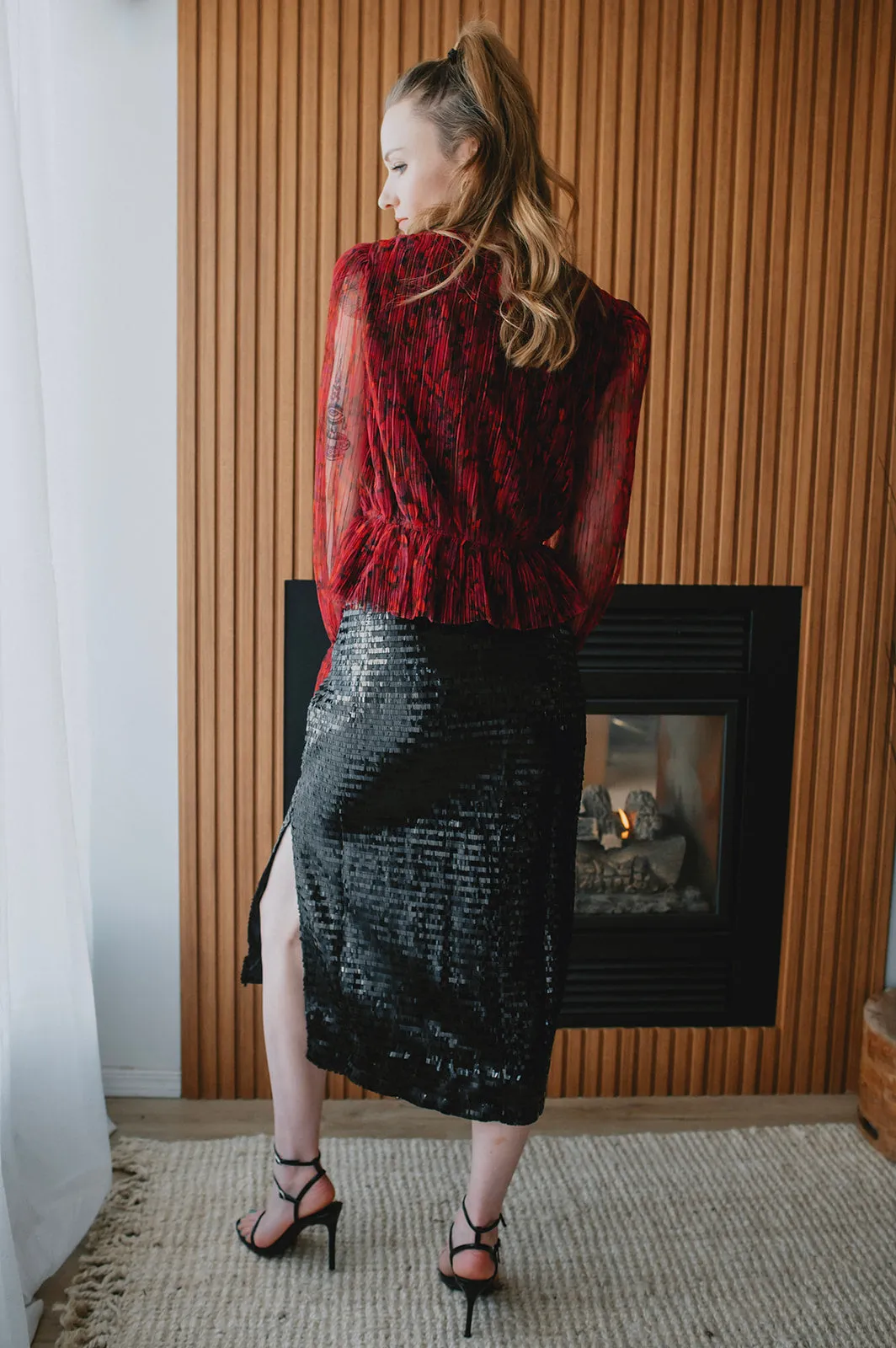 The Dinah Liquid Sequin Midi Skirt