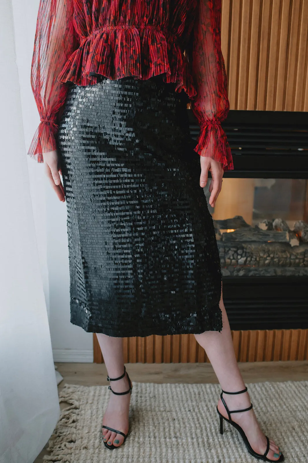 The Dinah Liquid Sequin Midi Skirt