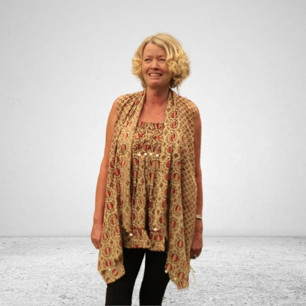 The Donna waterfall Wrap | Breathable Cotton | Overlay | Beige