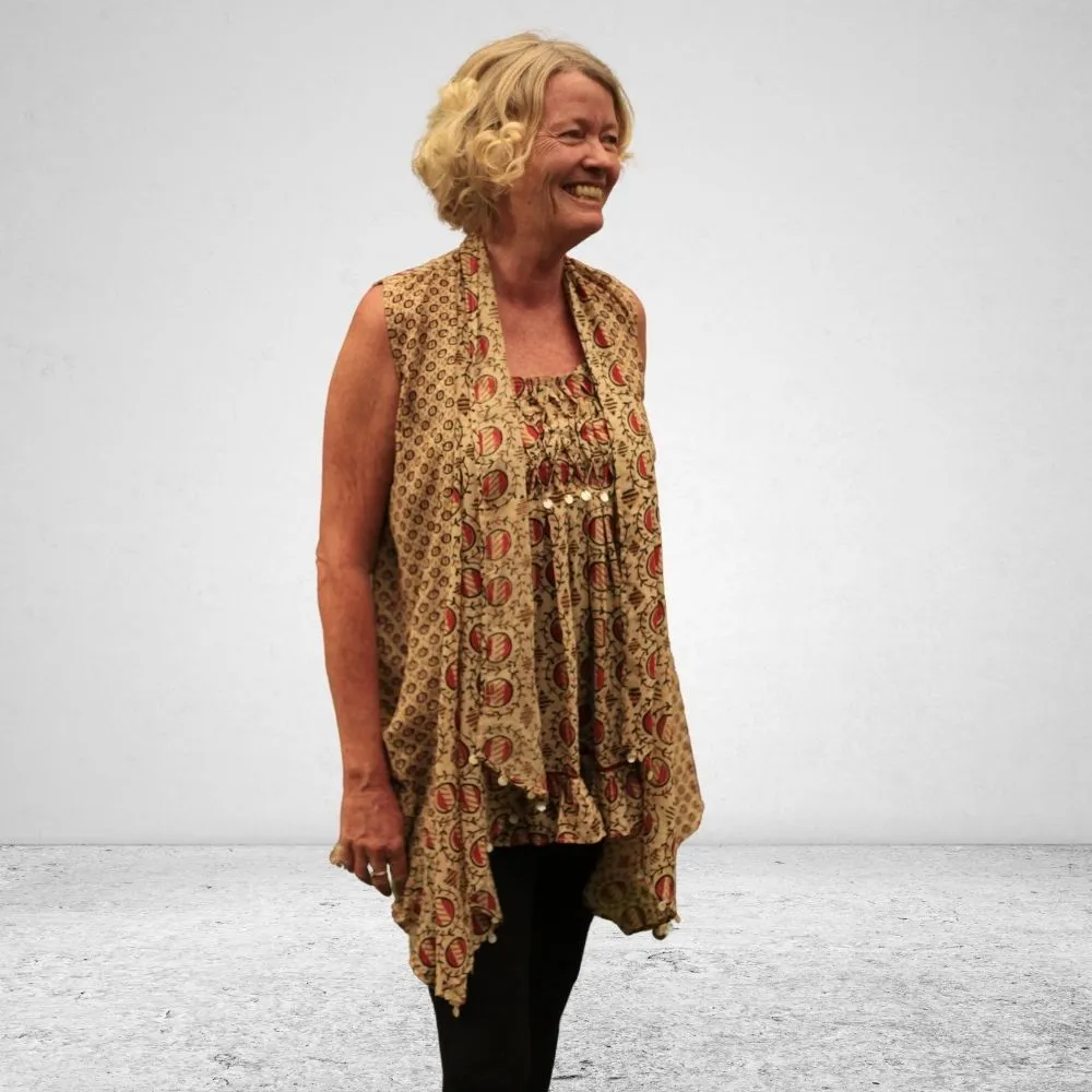 The Donna waterfall Wrap | Breathable Cotton | Overlay | Beige