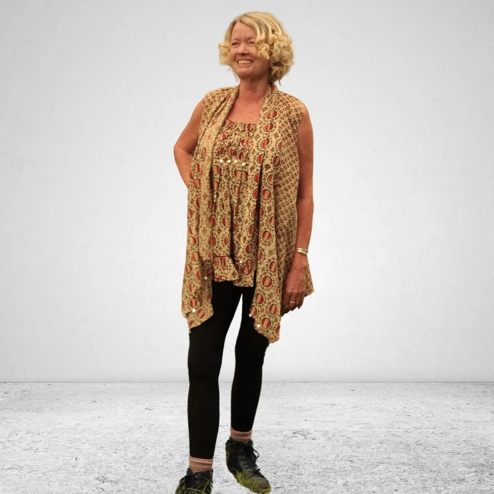 The Donna waterfall Wrap | Breathable Cotton | Overlay | Beige