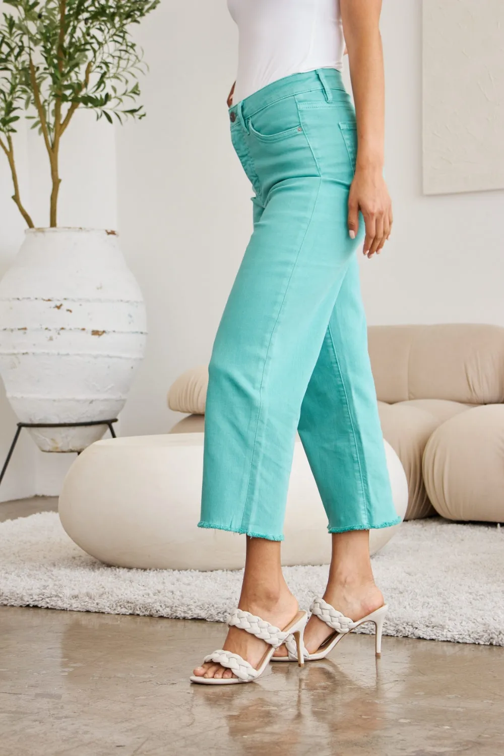 The Nina Tummy Control High Waist Raw Hem Jeans