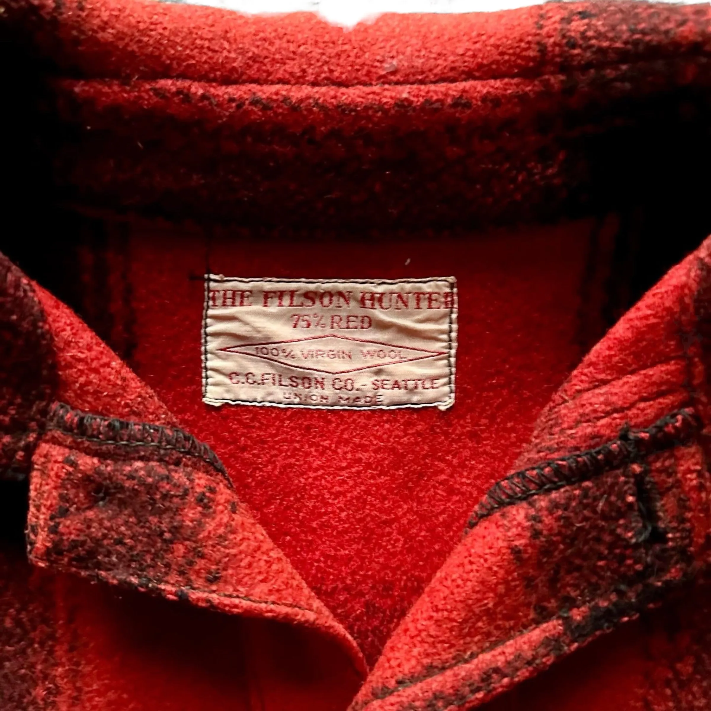 Vintage 75% Red Filson Hunter Wool Jacket SZ 42 |  Vintage Workwear Seattle