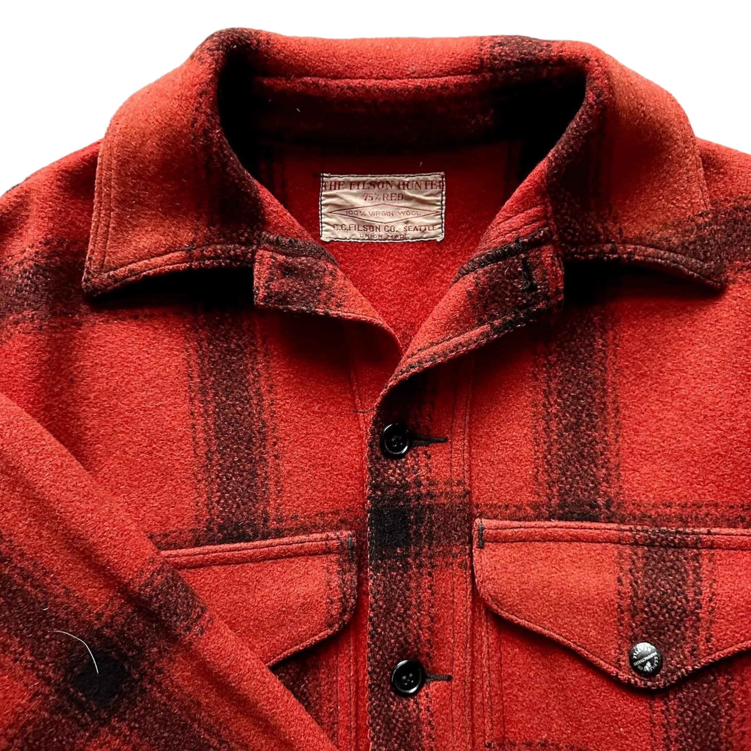 Vintage 75% Red Filson Hunter Wool Jacket SZ 42 |  Vintage Workwear Seattle