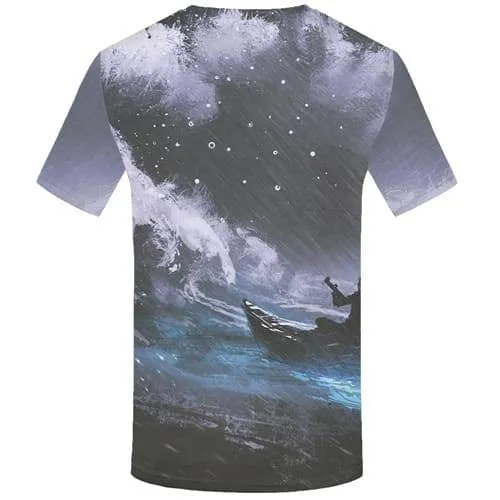 Wave T-shirt Men Art T-shirts 3d Graffiti Tshirts Casual Ferry T shirts Funny Character Tshirts Cool Short Sleeve Full Print