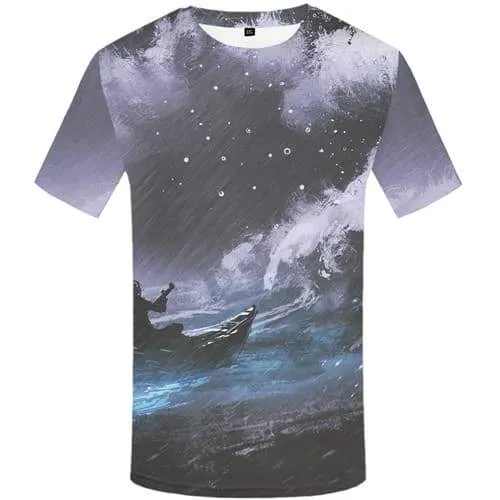 Wave T-shirt Men Art T-shirts 3d Graffiti Tshirts Casual Ferry T shirts Funny Character Tshirts Cool Short Sleeve Full Print