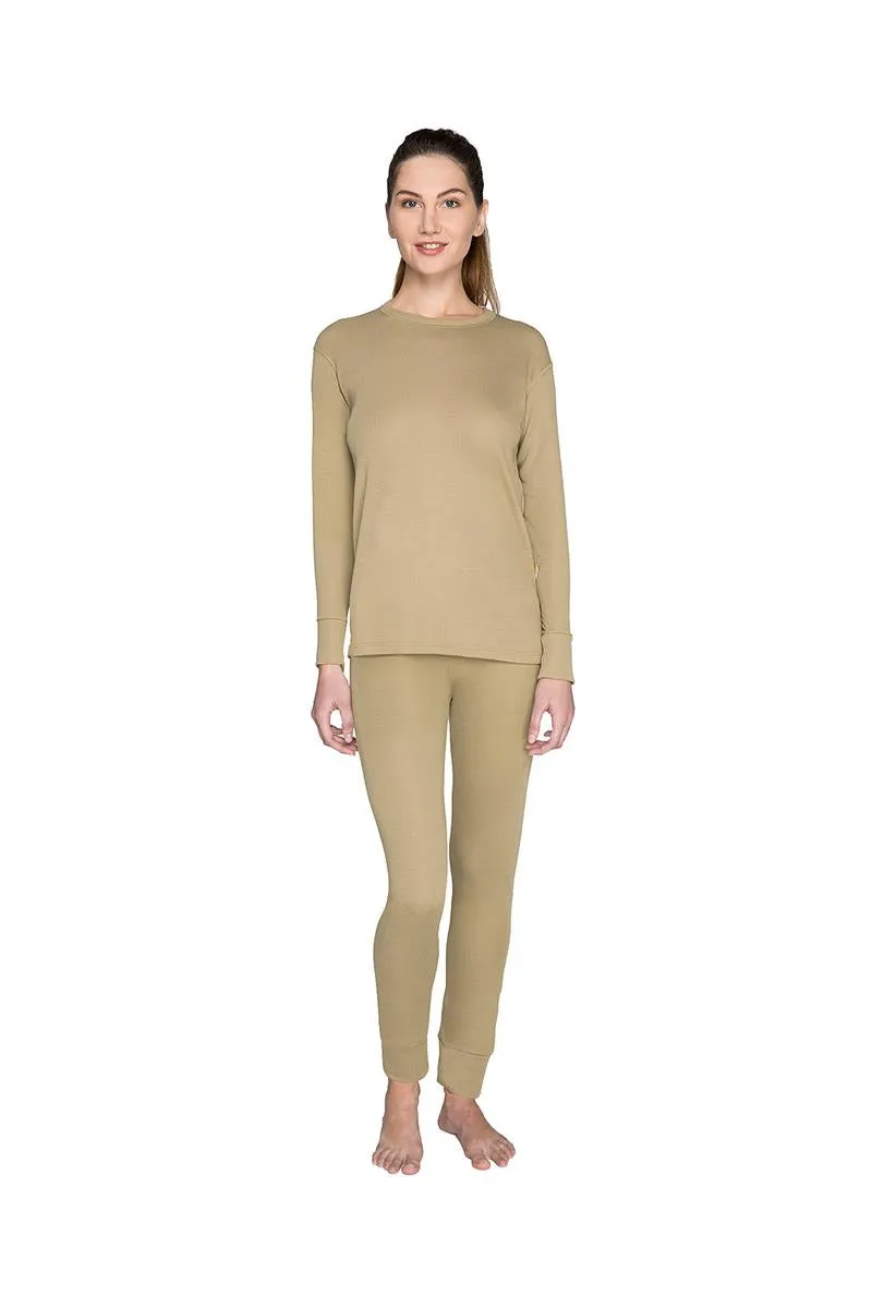 Wholesale Thermal Underwear Unisex Sets for Men & Women Thick Fleece Style - Khaki
