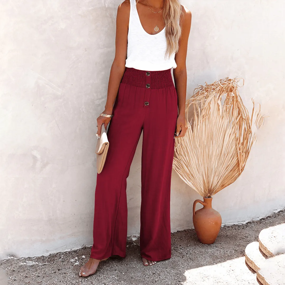 Women's High Waist Elastic Casual Pants