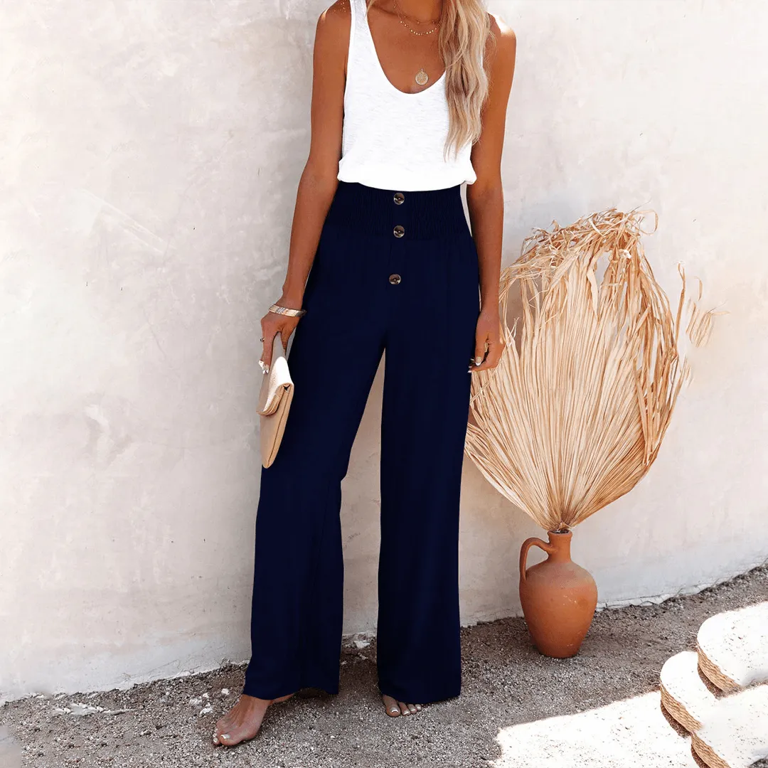 Women's High Waist Elastic Casual Pants