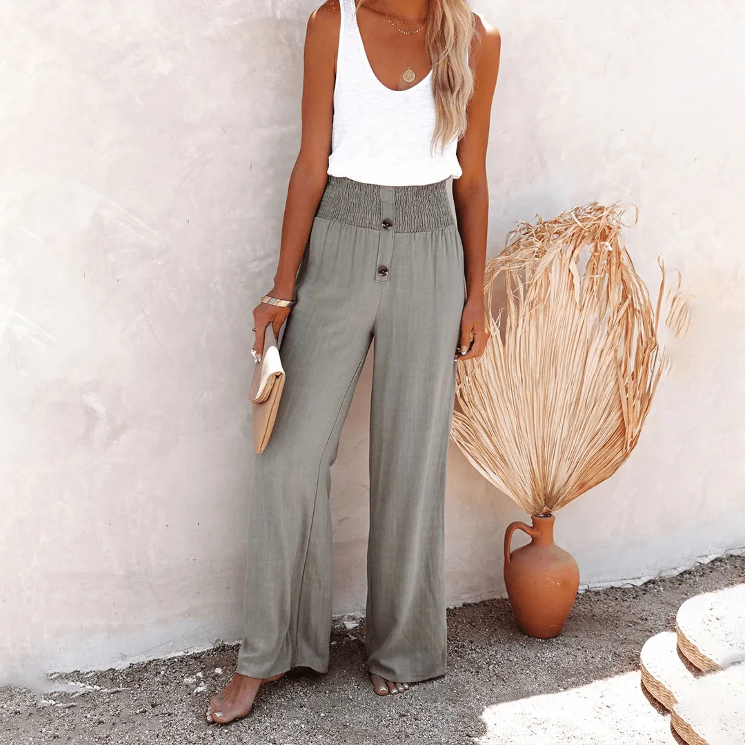 Women's High Waist Elastic Casual Pants