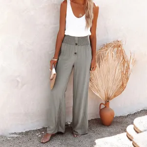 Women's High Waist Elastic Casual Pants
