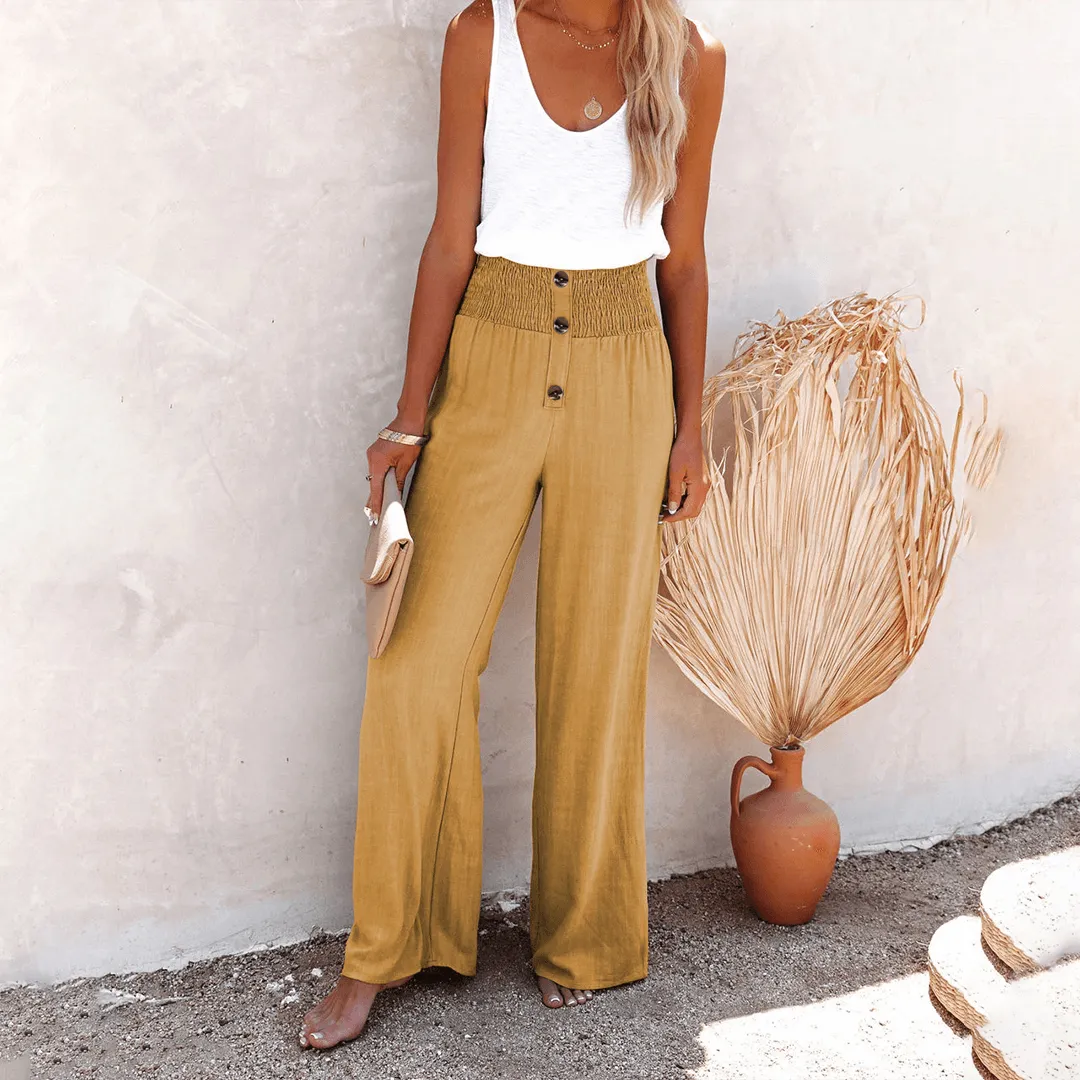 Women's High Waist Elastic Casual Pants