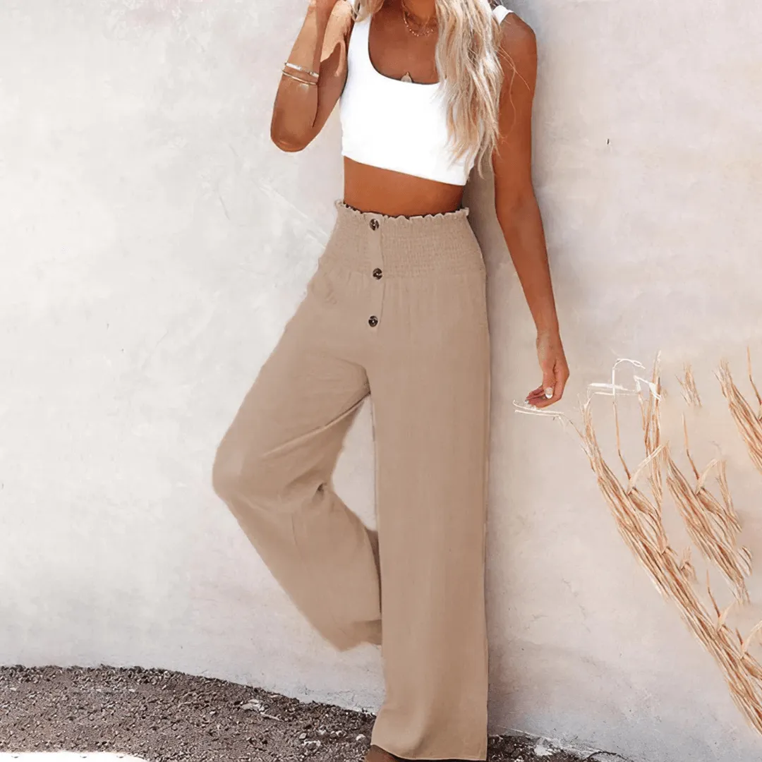 Women's High Waist Elastic Casual Pants